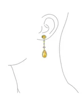 Bling Jewelry Wedding Canary Yellow Aaa Cubic Zirconia Halo Long Pear Solitaire Teardrop Cz Statement Dangle Chandelier Earrings Pageant Bridal Party