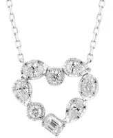 Effy Diamond Multi-Cut Heart 18" Pendant Necklace (1/2 ct. t.w.) in 14k White Gold