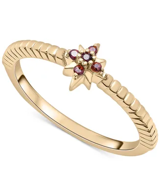 Garnet Star Cluster Textured Ring (1/20 ct. t.w.) in 14k Gold-Plated Sterling Silver