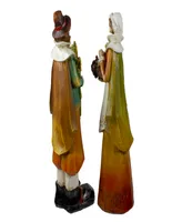 Set of 2 Male and Female Pilgrim Wooden Thanksgiving Figurines