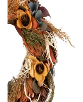 Sunflower and Straw Artificial Fall Harvest Wreath 12" Unlit