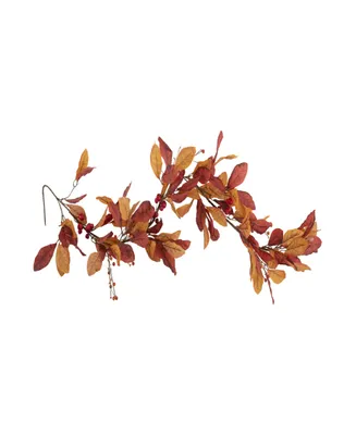 5' x 8" Berries with Orange and Red Leaves Artificial Fall Harvest Garland Unlit