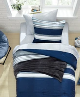 Nautica Heathered Block Reversible 3 Piece Comforter Set, Full/Queen