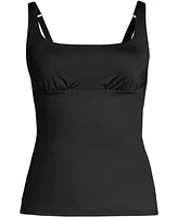 Lands' End Women's Plus Long Square Neck Underwire Tankini Swimsuit Top