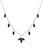 Onyx Marquise Station 17" Collar Necklace in 14k Gold-Plated Sterling Silver