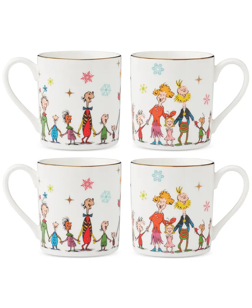 Lenox Merry Grinchmas Porcelain Mugs, Set Of 4