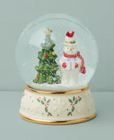 Lenox Happy Holly Days Snowman & Tree Snow Globe