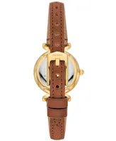 Fossil Women's Carlie Three-Hand Medium Brown Genuine Leather Watch, 28mm
