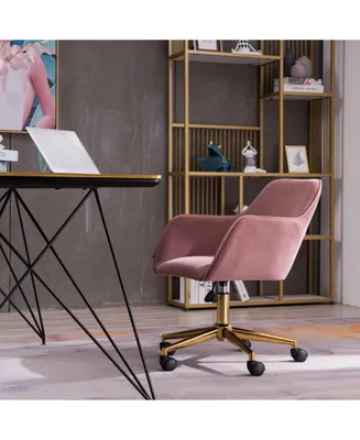Simplie Fun Modern Velvet Fabric Material Adjustable Height 360 Revolving Home Office Chair