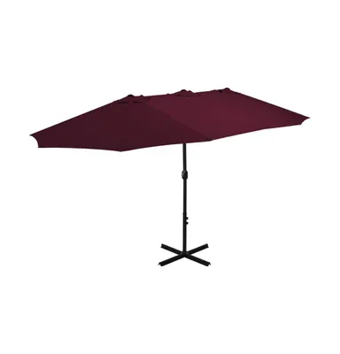 vidaXL Garden Parasol with Aluminum Pole 181.1"x106.3" Bordeaux Red