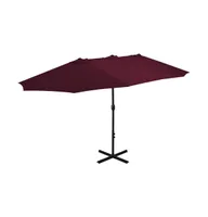 vidaXL Outdoor Parasol with Aluminum Pole 181.1"x106.3" Bordeaux Red