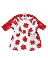 Hudson Baby Little Girls Cotton Dresses, Poinsettia Dot