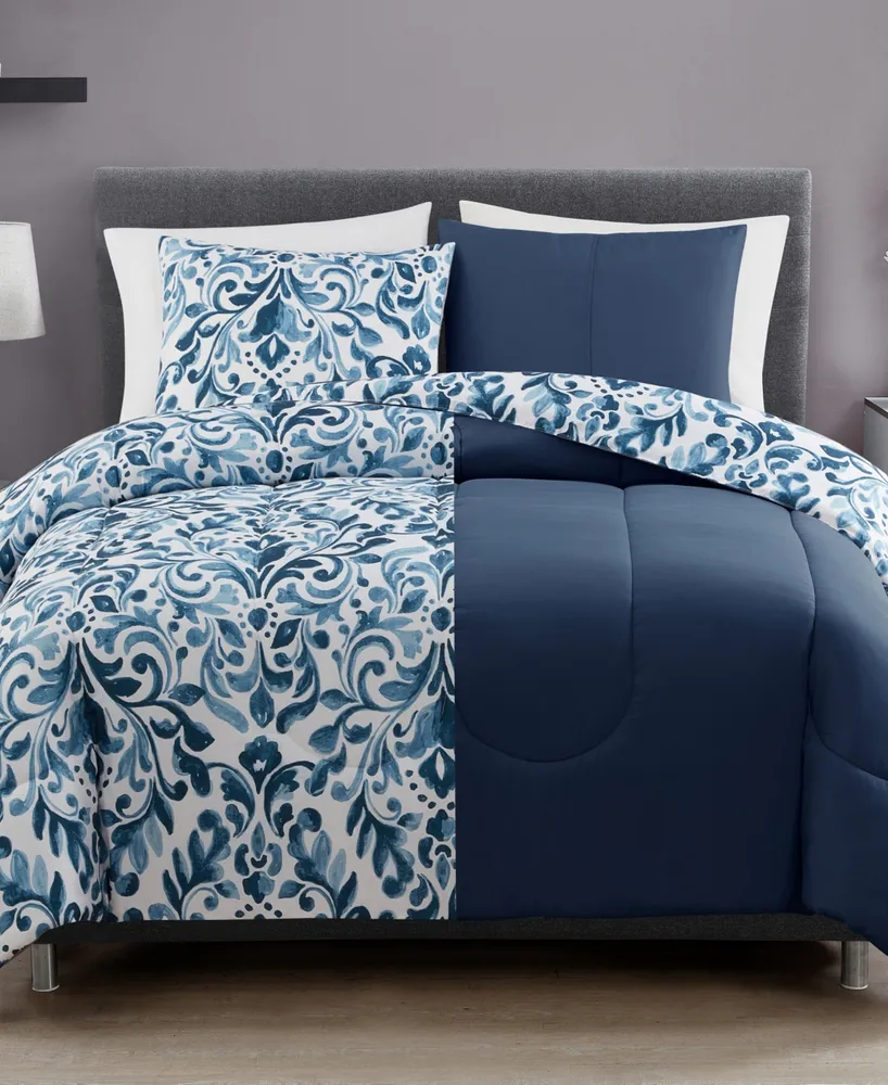 Keeco Watercolor Damask 3-Pc. Comforter Set, Created for Macy's