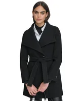 Calvin Klein Womens Asymmetrical Belted Wrap Coat, Created for Macys