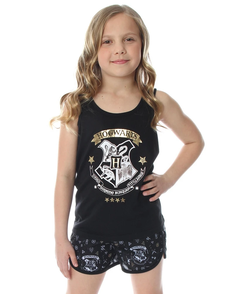 Harry Potter Girls Hogwarts House Crest Racerback Tank and Shorts Pajama Set