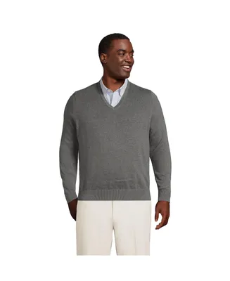 Lands' End Big & Tall Fine Gauge Supima Cotton V-neck Sweater