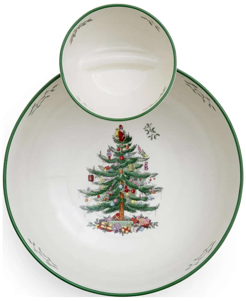 Spode Christmas Tree Tiered 2-Pc. Porcelain Chip & Dip Set