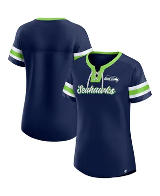 Women's Fanatics College Navy Seattle Seahawks Original State Lace-Up T-shirt