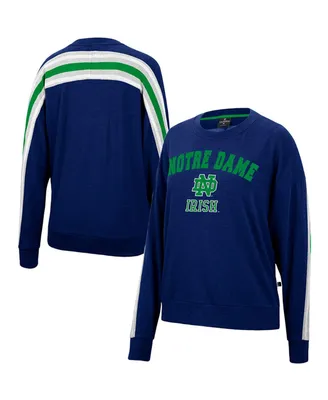 Women's Colosseum Heathered Navy Notre Dame Fighting Irish Team Oversized Pullover Sweatshirt