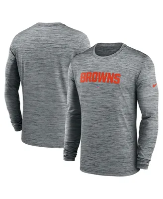 Men's Nike Heather Gray Cleveland Browns Sideline Team Velocity Performance Long Sleeve T-shirt