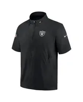 Men's Nike Black Las Vegas Raiders Sideline Coach Short Sleeve Hoodie Quarter-Zip Jacket
