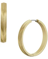 Fossil Harlow Linear Texture Gold-Tone Stainless Steel Hoop Earrings