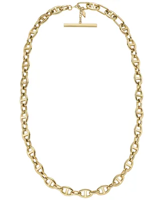 Fossil Heritage D-Link Gold-Tone Stainless Steel Anchor Chain Necklace