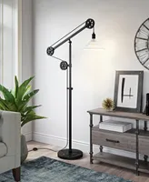 Hudson & Canal Descartes 70" Ribbed Glass Shade Pulley System Floor Lamp