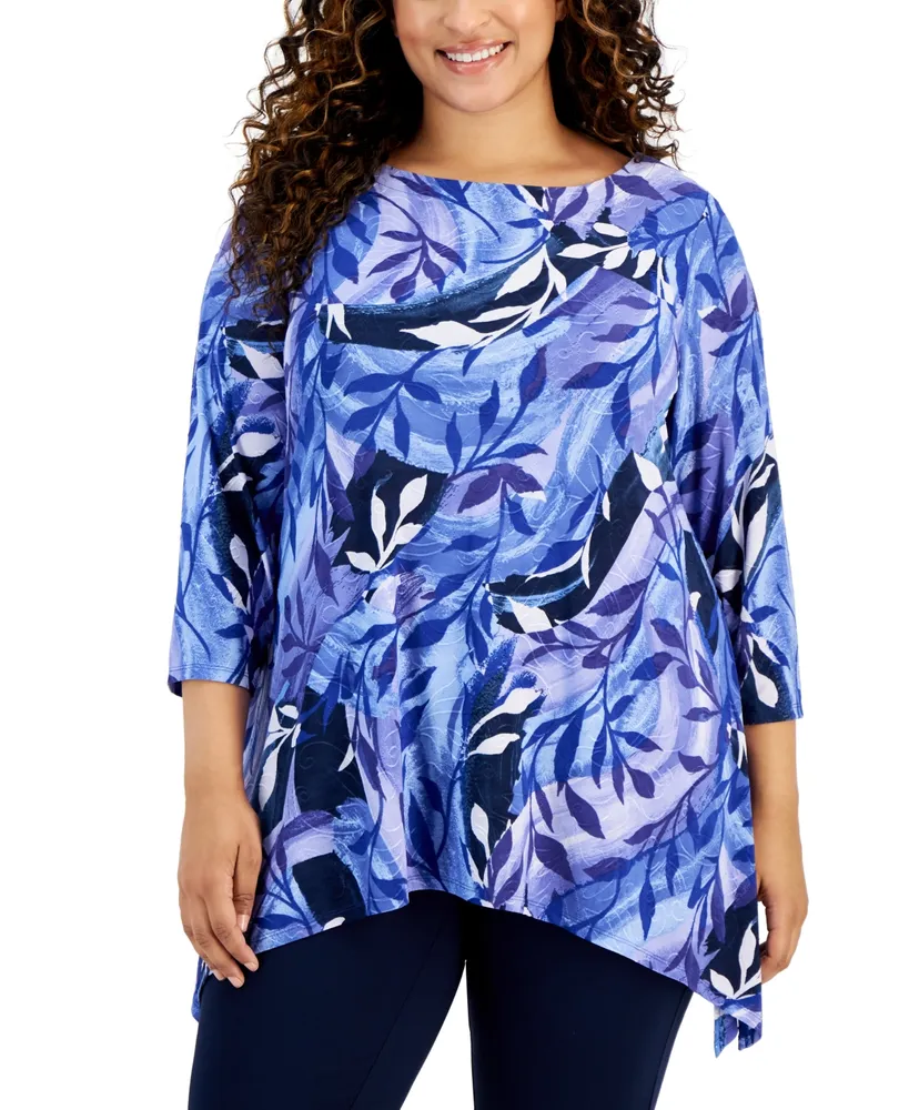 Jm Collection Plus 3/4-Sleeve Swing Top, Created for Macy's