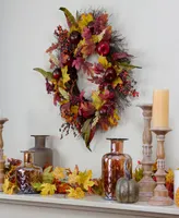 Apple and Berry Maple Leaf Twig Artificial Wreath 22"