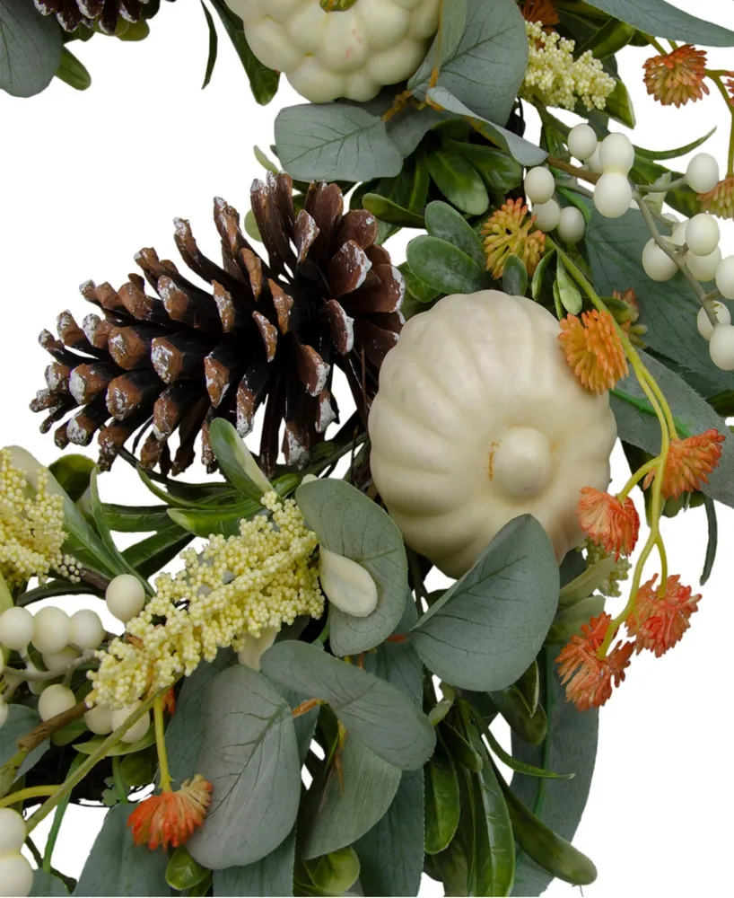 Gourds and Foliage Artificial Thanksgiving Wreath - 24" Unlit