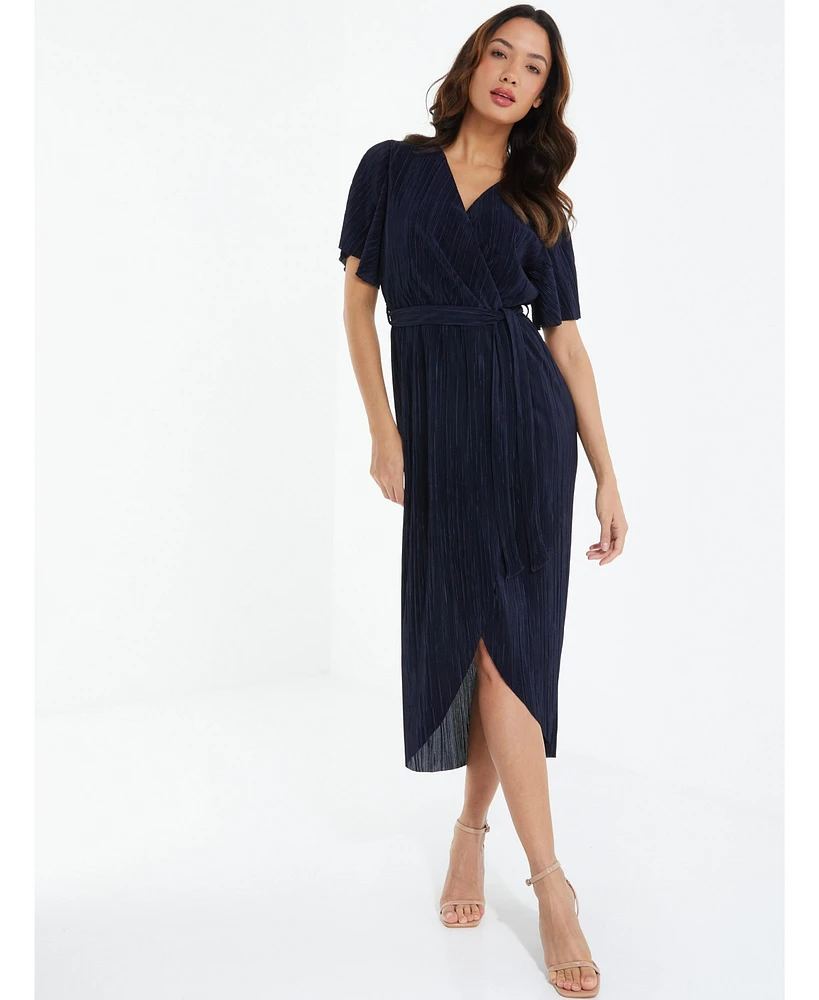 Quiz Women's Plisse Ruched Midi Dress