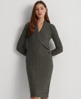 Lauren Ralph Women's Cable-Knit Buckle-Trim Sweater Dress