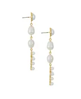 Ettika Freshwater Pearl Cross 18K Gold Plated Drop Earrings