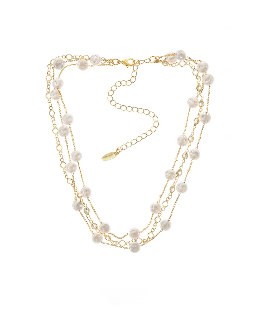 Ettika Dressed in Freshwater Pearls Layered 18K Gold Plated Necklace