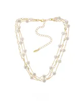 Ettika Dressed in Freshwater Pearls Layered 18K Gold Plated Necklace