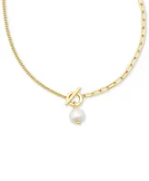 Kendra Scott Cultured Freshwater Pearl (10 x 8mm) Split Chain Toggle 17" Pendant Necklace