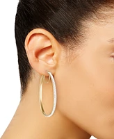 Crystal Pave Oval-Shape Click Top Hoop Earrings