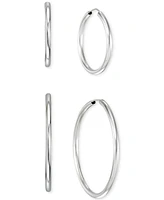 2-Pc. Set Polished Endless Small & Medium Hoop Earrings