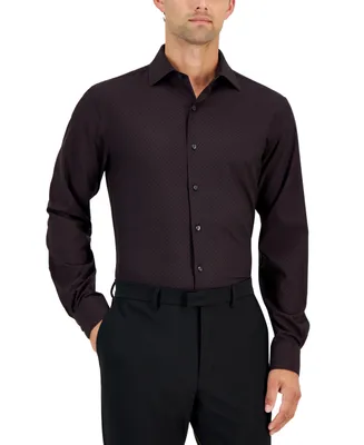 Alfani Men's Slim-Fit 4-Way Stretch Geo-Print Dress Shirt, Created for Macy's