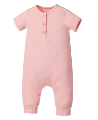 Earth Baby Outfitters Girls Rayon from Bamboo Ribbed Henley Romper