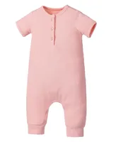 Earth Baby Outfitters Girls Rayon from Bamboo Ribbed Henley Romper