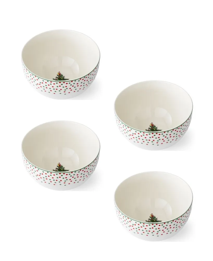 Spode Christmas Tree Polka Dot Rice Bowls, Set of 4