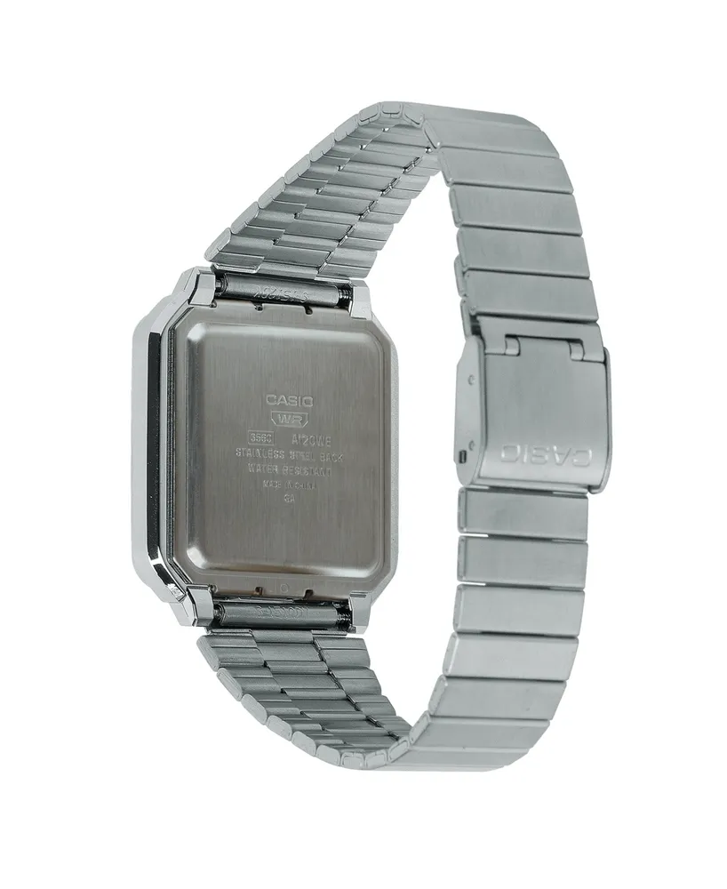 G-Shock Unisex Digital Silver-Tone Stainless Steel Watch 33.5mm, A120WE-1AVT