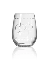 Rolf Glass Fleur De Lis Stemless Wine Tumbler 17oz