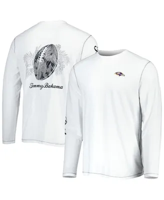 Men's Tommy Bahama White Baltimore Ravens Laces Out Billboard Long Sleeve T-shirt