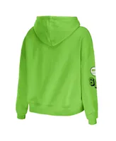 Women's Wear by Erin Andrews Neon Green Seattle Seahawks Modest Cropped Pullover Hoodie