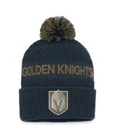 Men's Fanatics Gray, Gold Vegas Golden Knights 2022 Nhl Draft Authentic Pro Cuffed Knit Hat with Pom