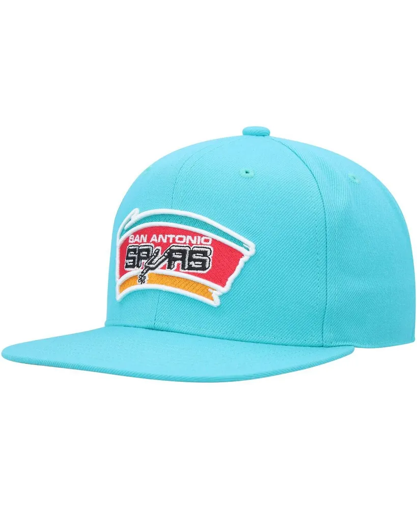 Men's Mitchell & Ness Teal San Antonio Spurs Hardwood Classics Mvp Team Ground 2.0 Fitted Hat