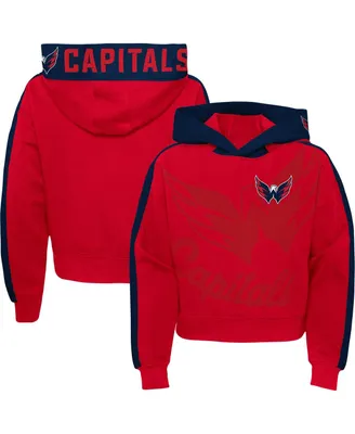 Big Girls Red Washington Capitals Record Setter Pullover Hoodie